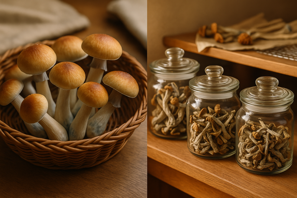 Fresh and dried mushrooms need different storage approaches